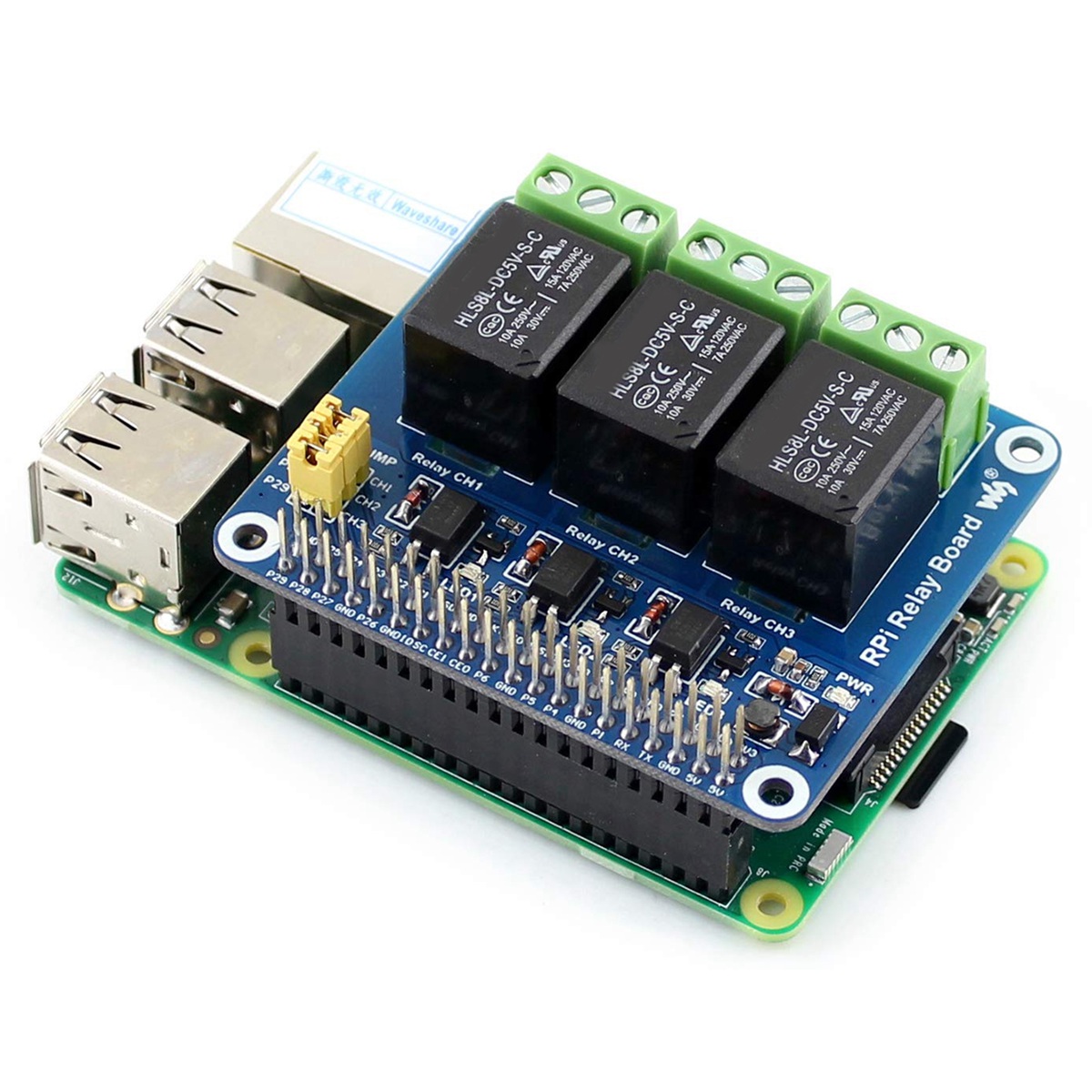 Raspberry Pi Zero - Waveshare 5V 3채널 릴레이 모듈 확장