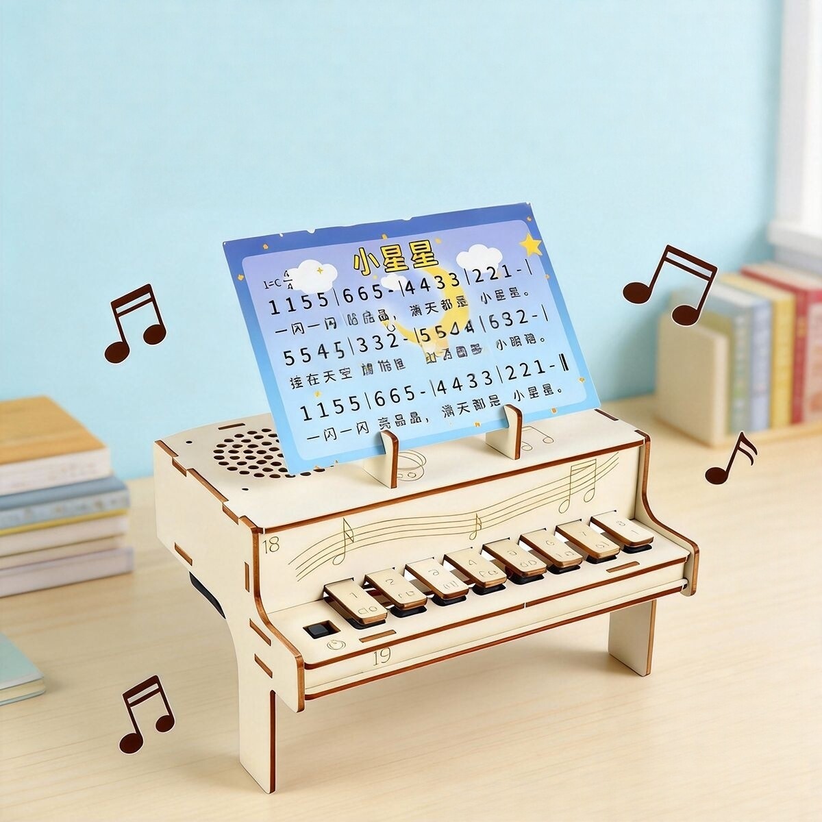 Diy Electronics Learning Kit - DIY 나무 전자 피아노 모델 STEM