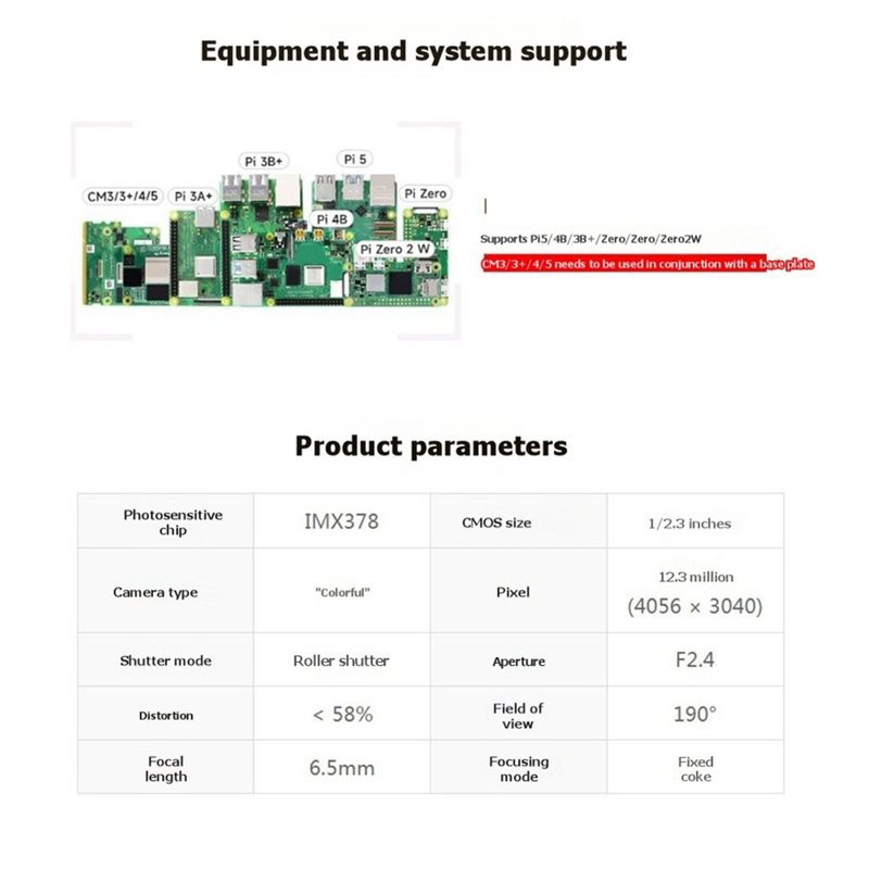 IMX378-190 12.3MP 카메라 어안렌즈 190 - Raspberry Pi Zero 리뷰 및 가격